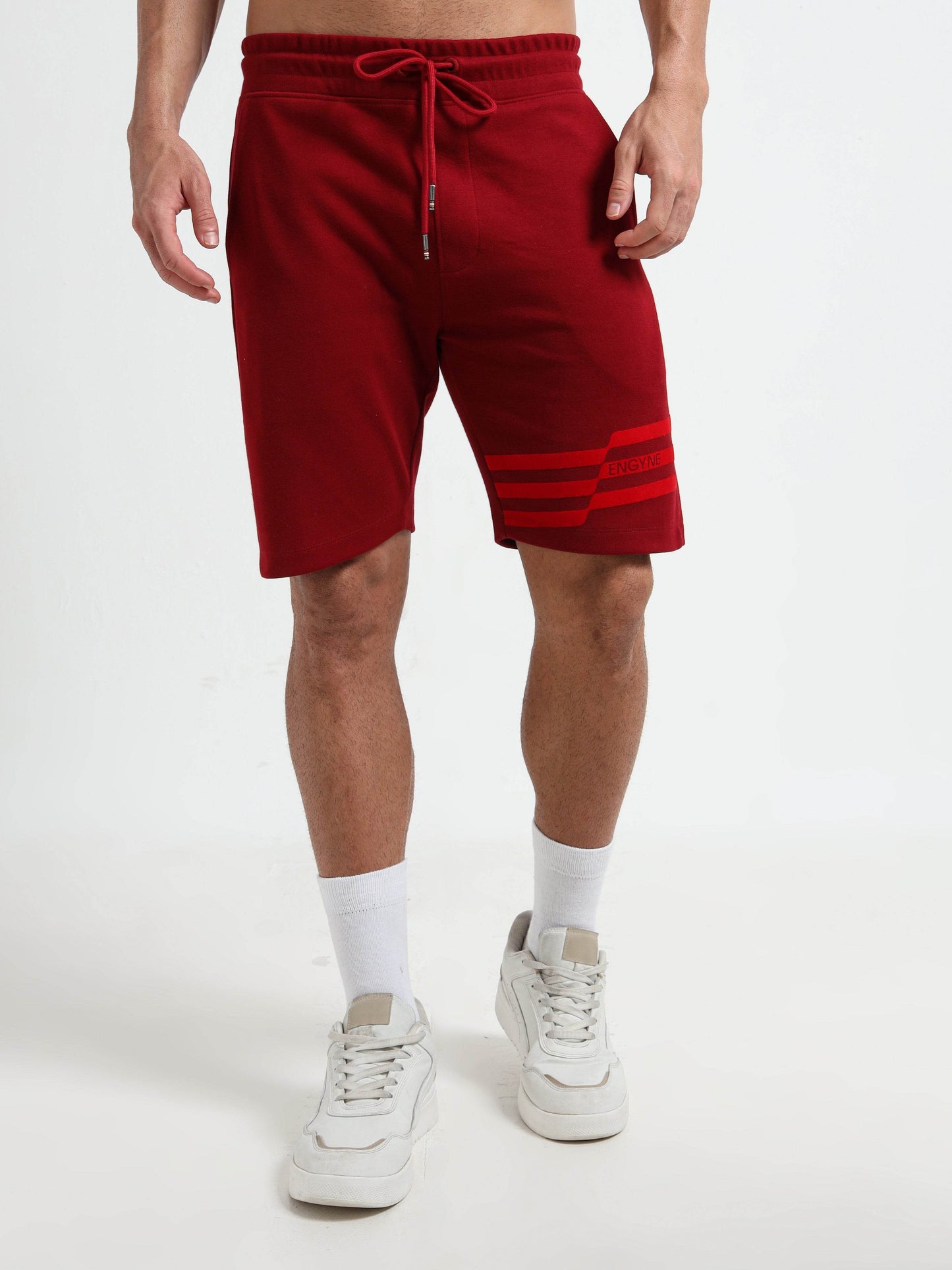 Flock Stripe Dark Red Shorts for Men