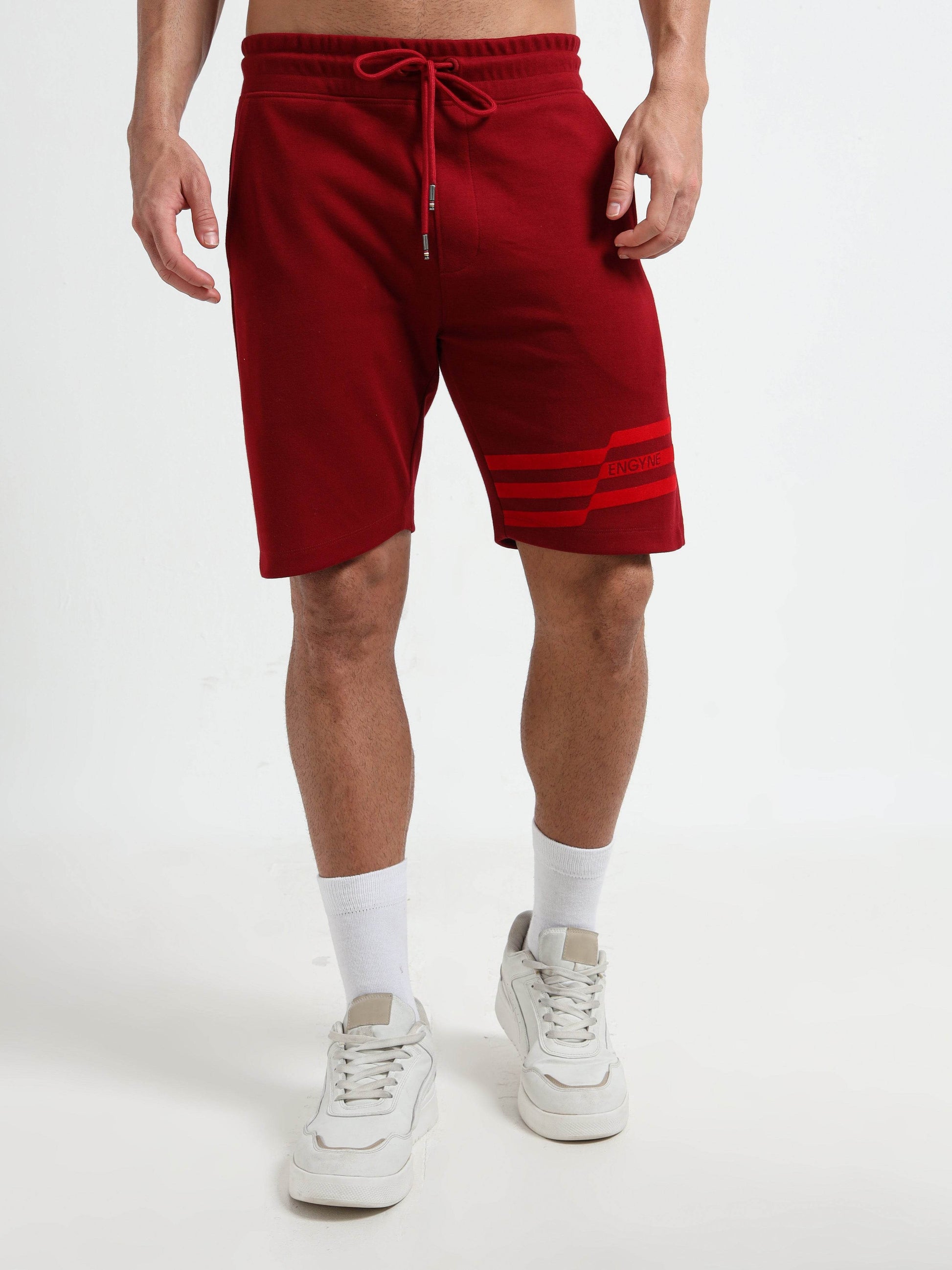 Flock Stripe Dark Red Shorts for Men