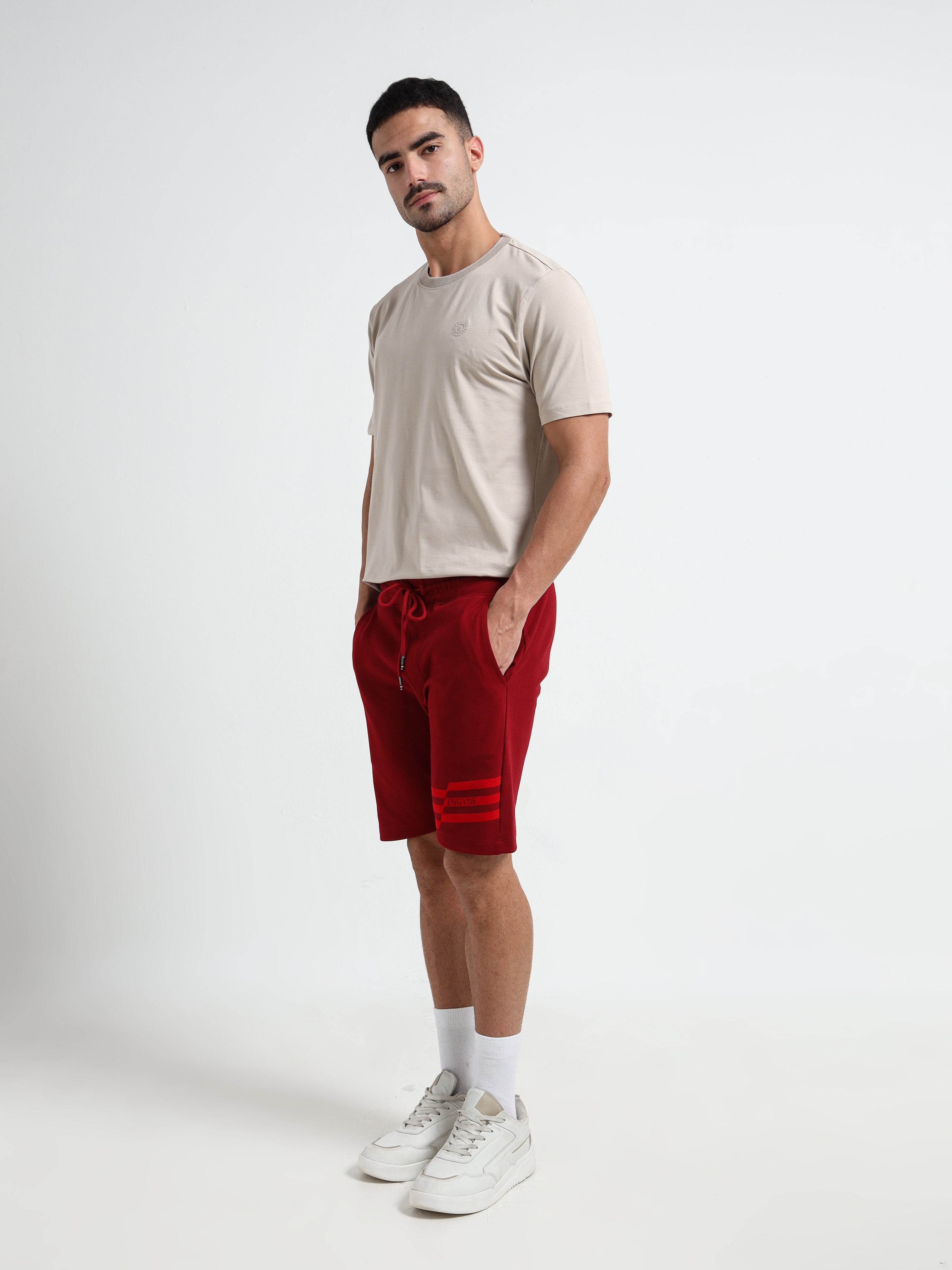 Flock Stripe Dark Red Shorts for Men