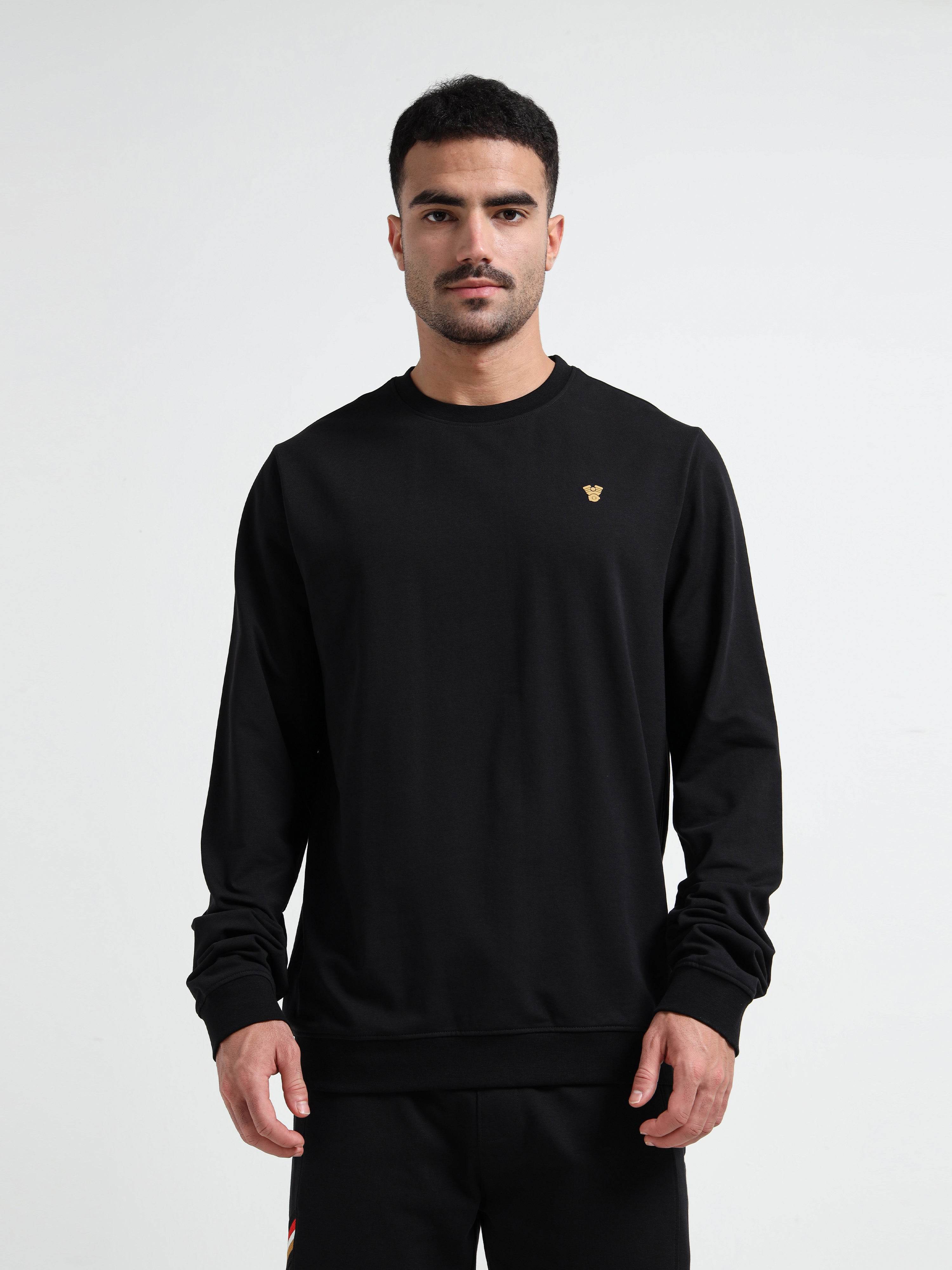 Logo Emblem Rougen Lycra Loop Knit Black Sweatshirt