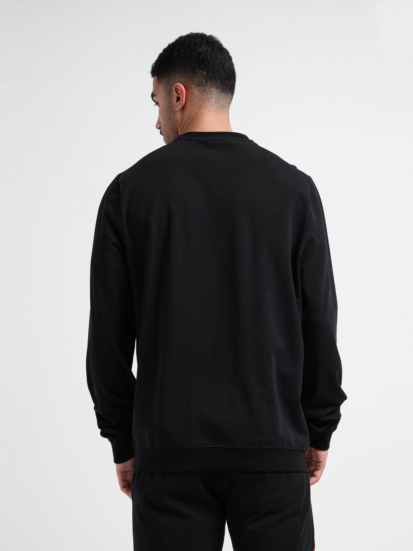 Logo Emblem Rougen Lycra Loop Knit Black Sweatshirt