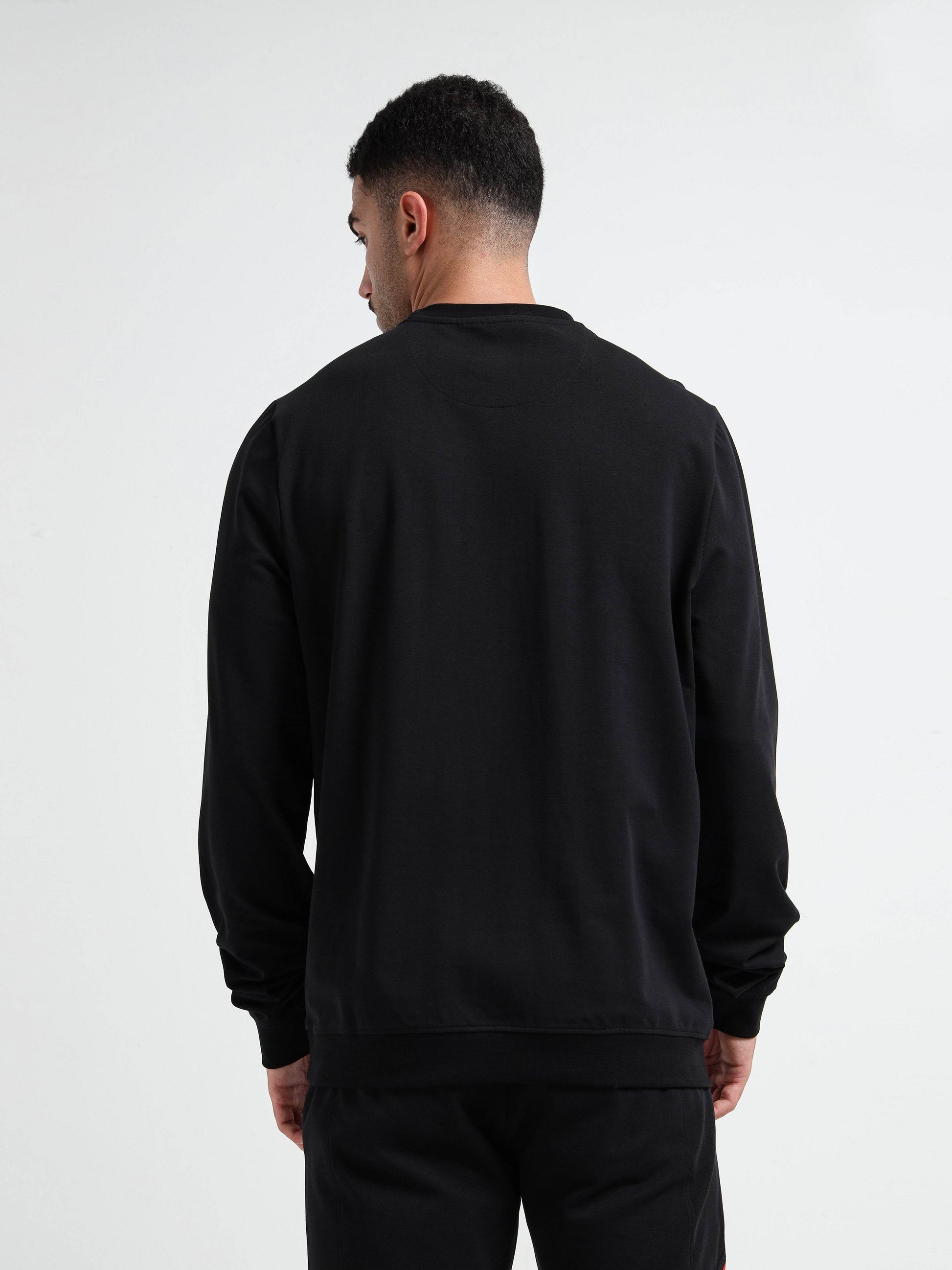 Logo Emblem Rougen Lycra Loop Knit Black Sweatshirt