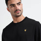 Logo Emblem Rougen Lycra Loop Knit Black Sweatshirt
