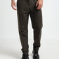 Olive Mens Track Pants with Center Pin Tuck element