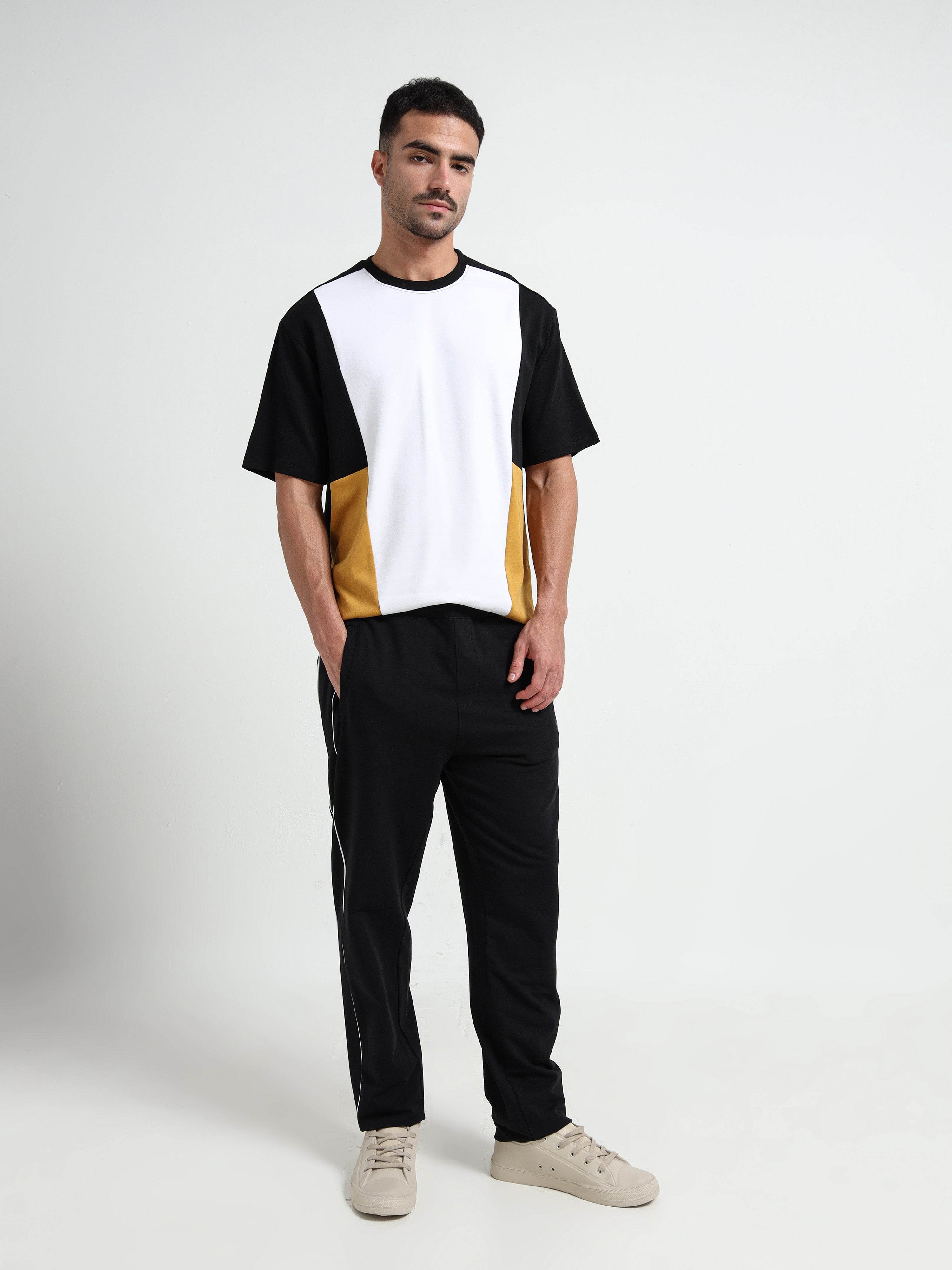 Supima Cotton White Oversize Cut & Sew T Shirt for Men