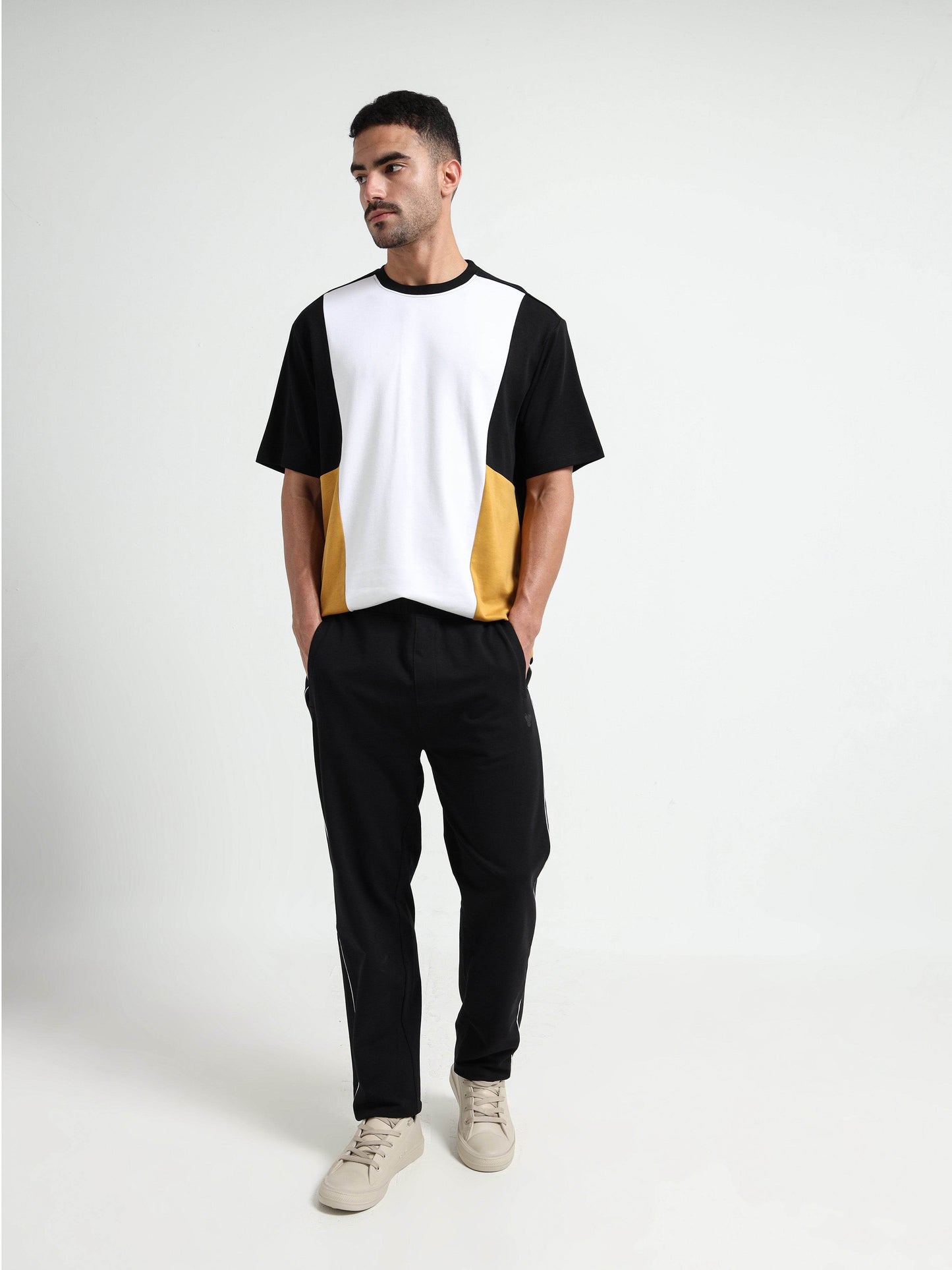 Rougen Loop Knit Cut & Sew Black Tracksuit Pants