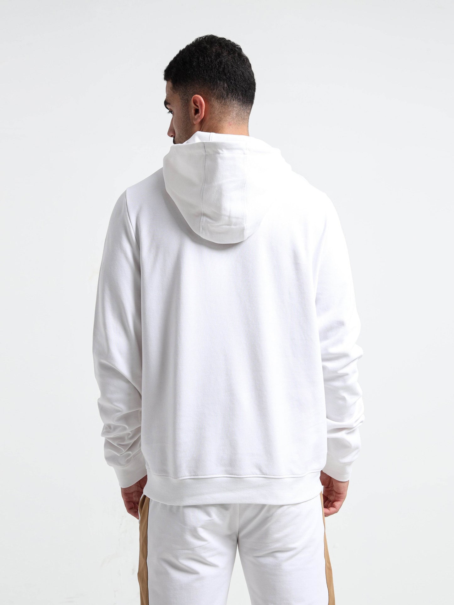 Signature Flag Rougen Platted Interlock White Hoodie Mens