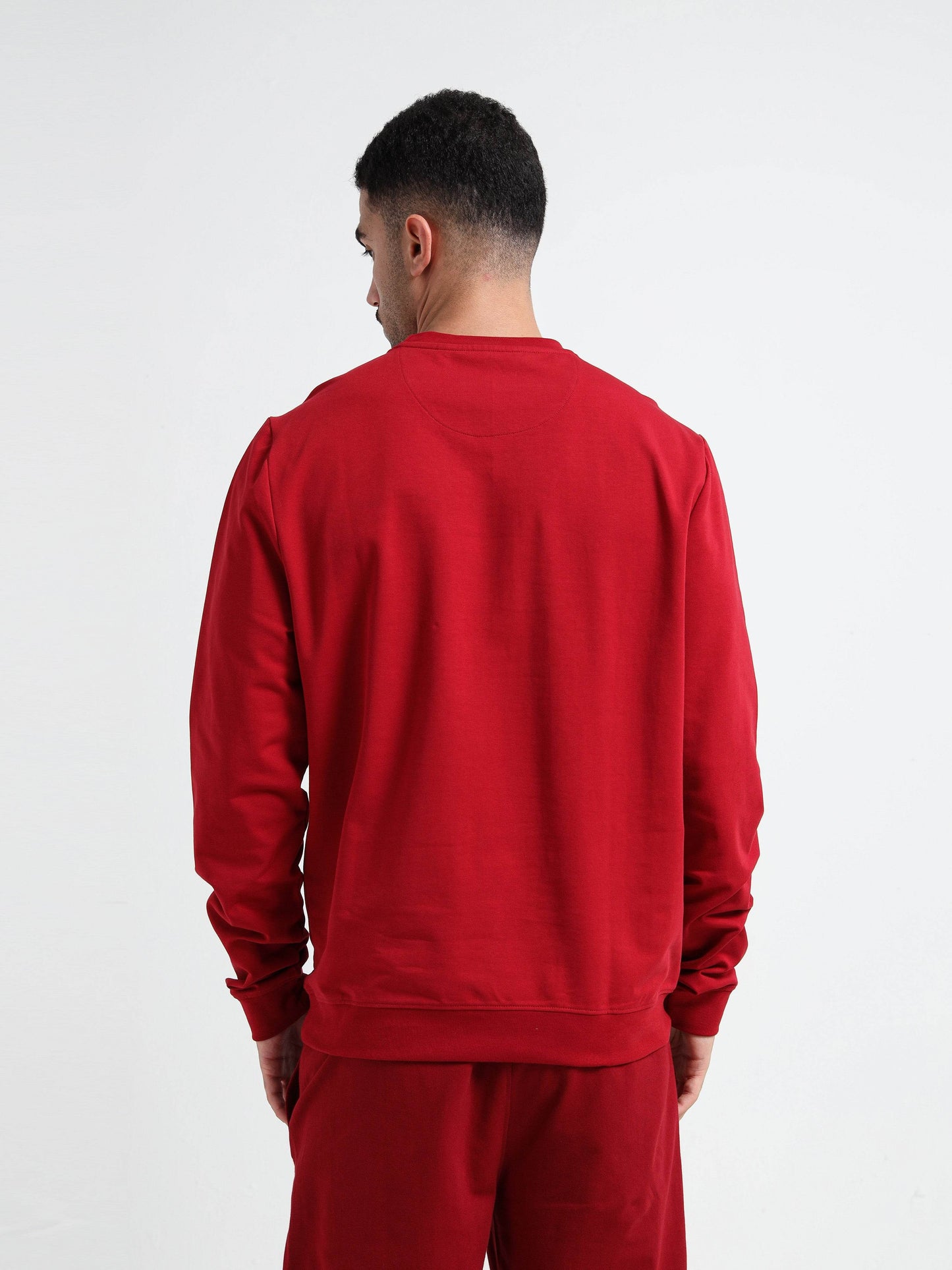 Logo Emblem Rougen Lycra Loop Knit Dark Red Sweatshirt