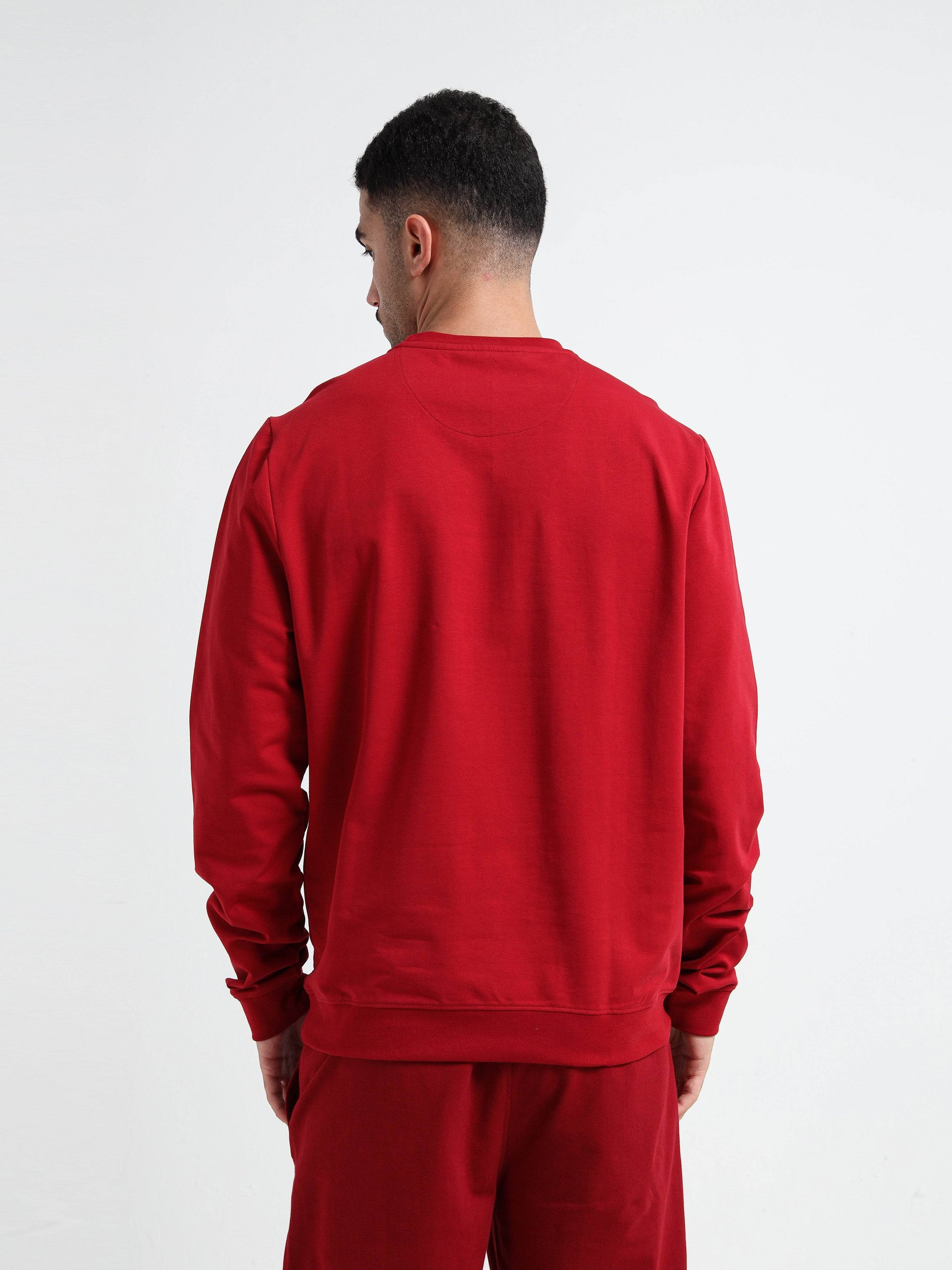 Logo Emblem Rougen Lycra Loop Knit Dark Red Sweatshirt