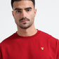 Logo Emblem Rougen Lycra Loop Knit Dark Red Sweatshirt