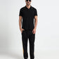 Supima Cotton Lycra Tonal Shoulder Black Polo Tshirts