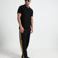 Contrast Cut & Sew Loop Knit Mens Black Track Pants