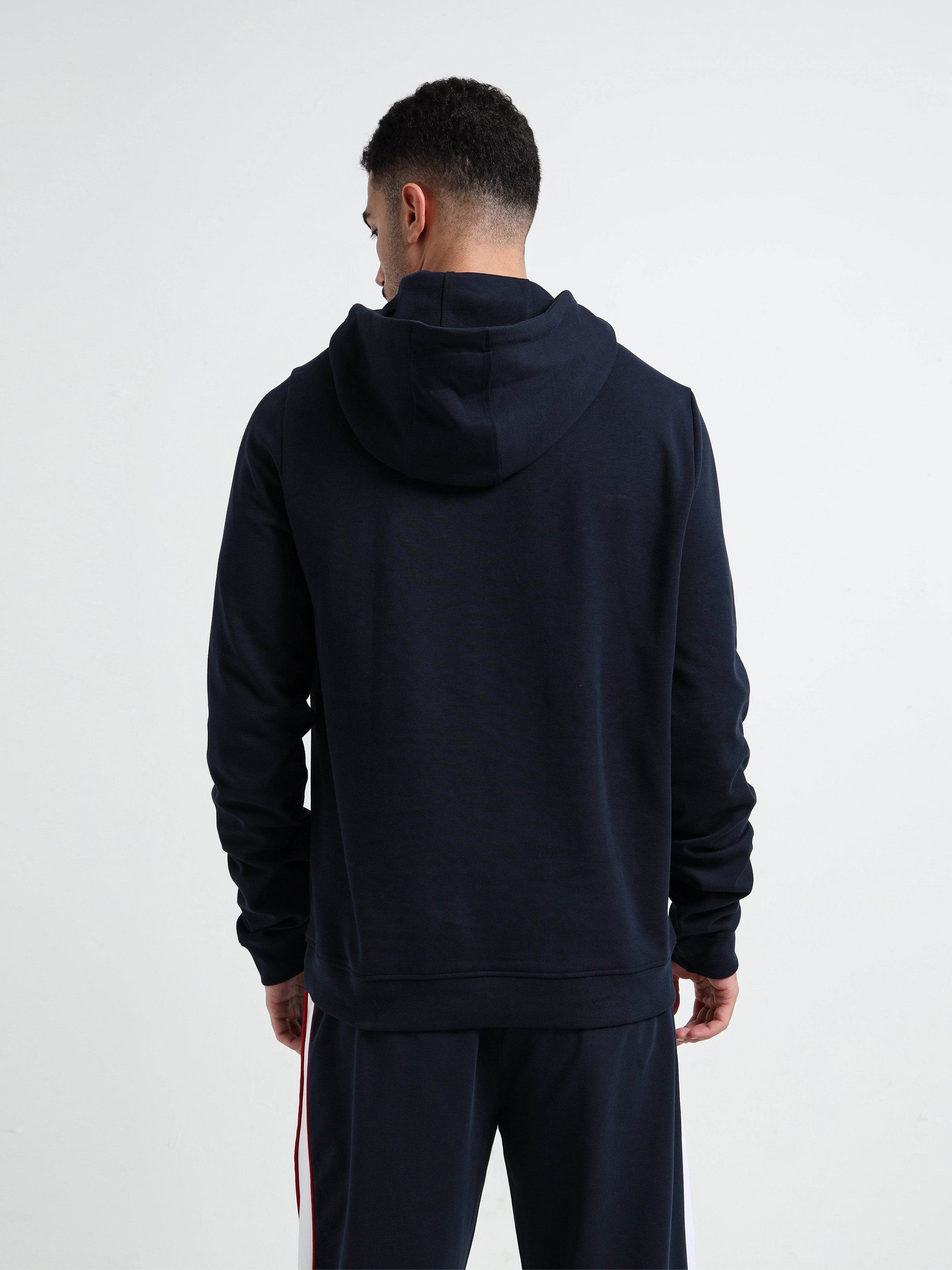 Rougen Platted Interlock Navy Blue Hoodie Mens