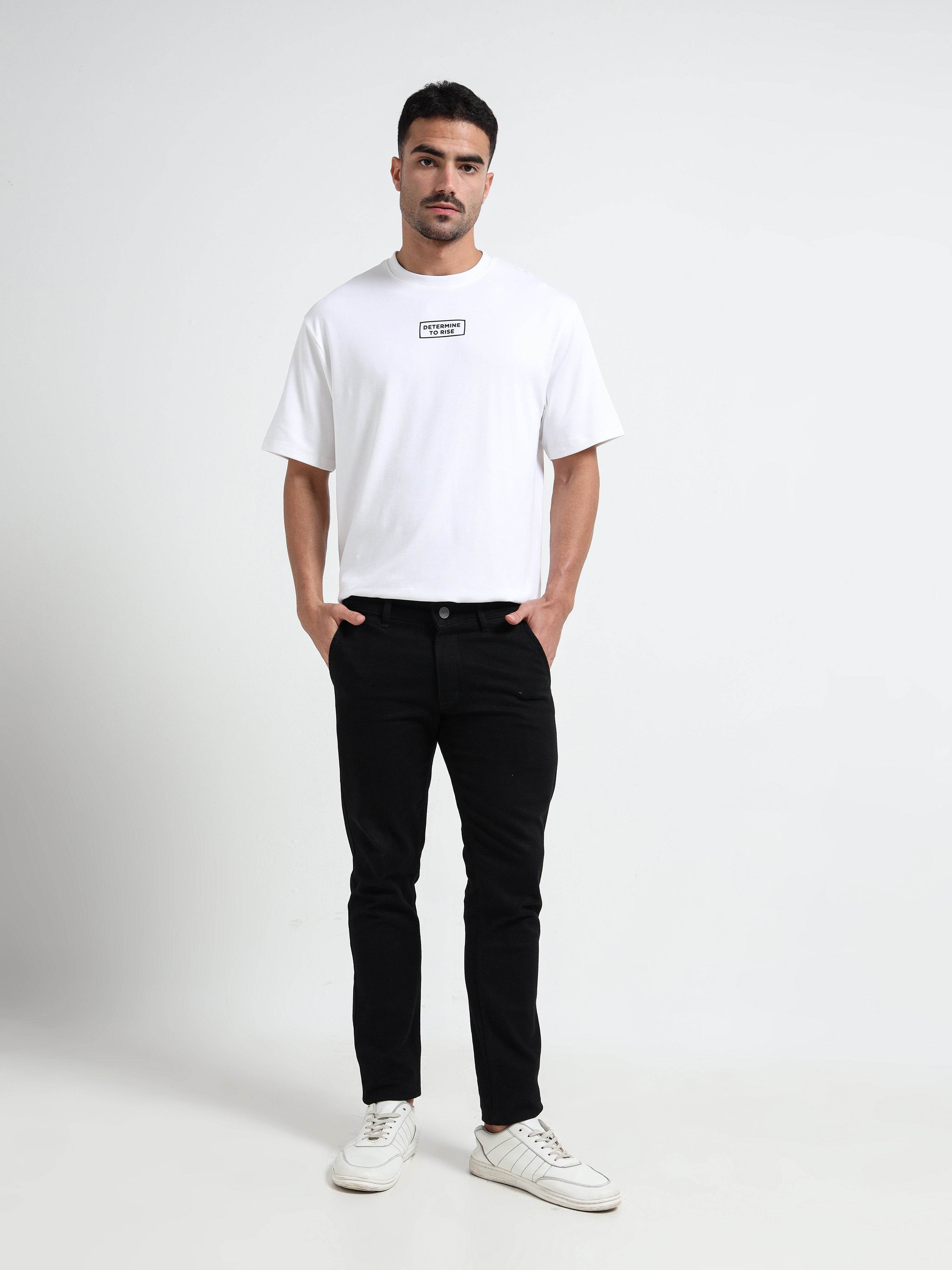 Oversize HD White Front Back Print T Shirt for Men