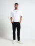 Oversize HD White Front Back Print T Shirt for Men