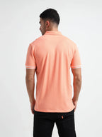 Light Orange Rougen Piqué Zipper Polo T Shirt for Men