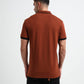Contrast Shoulder Speed Breaker Collar Brown Polo Shirt