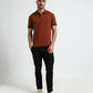 Contrast Shoulder Speed Breaker Collar Brown Polo Shirt