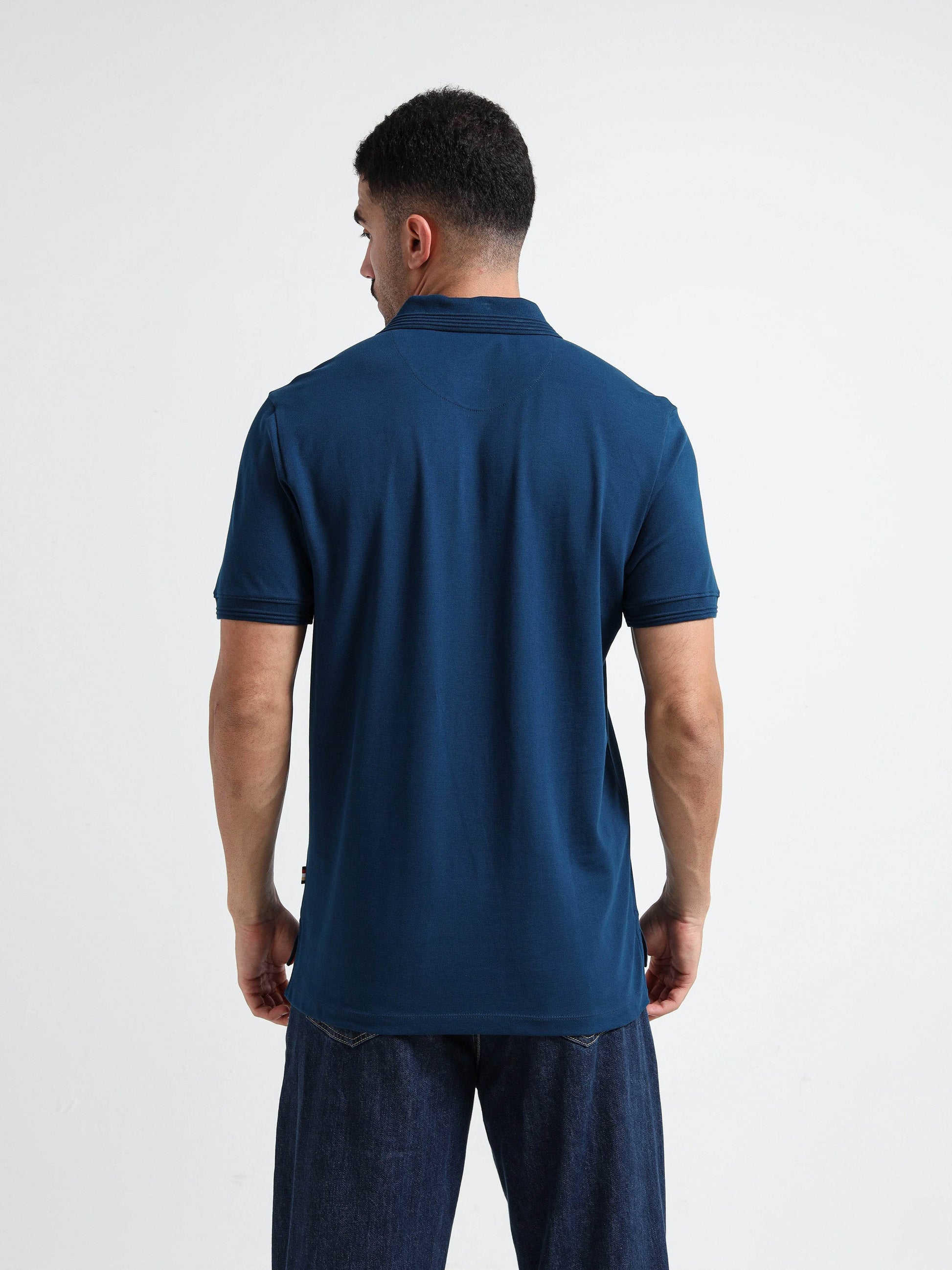Signature Flag Cut & Sew Teal Polo Shirts for Men