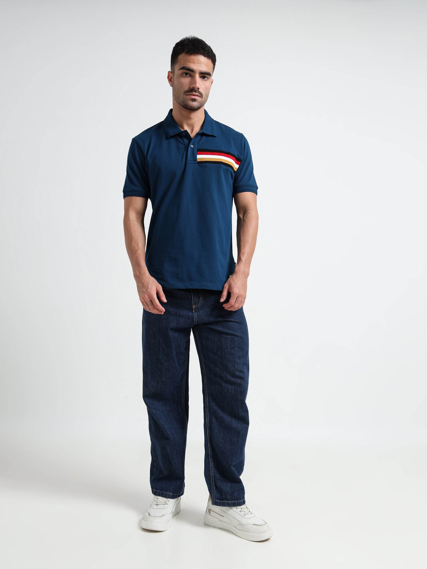 Signature Flag Cut & Sew Teal Polo Shirts for Men