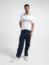 Flag Tipped with Sticker Print White Polo Shirt for Men