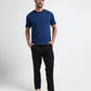 Dark Blue HD Print T Shirt with Flat-Knit Neck Rib