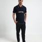 Engyne Supima Cotton Lycra Pique Polo – Signature Flag Tipped with Sticker Print Navy