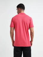 Neon Pink-Tonal Branding Zip Polo T Shirt for Men