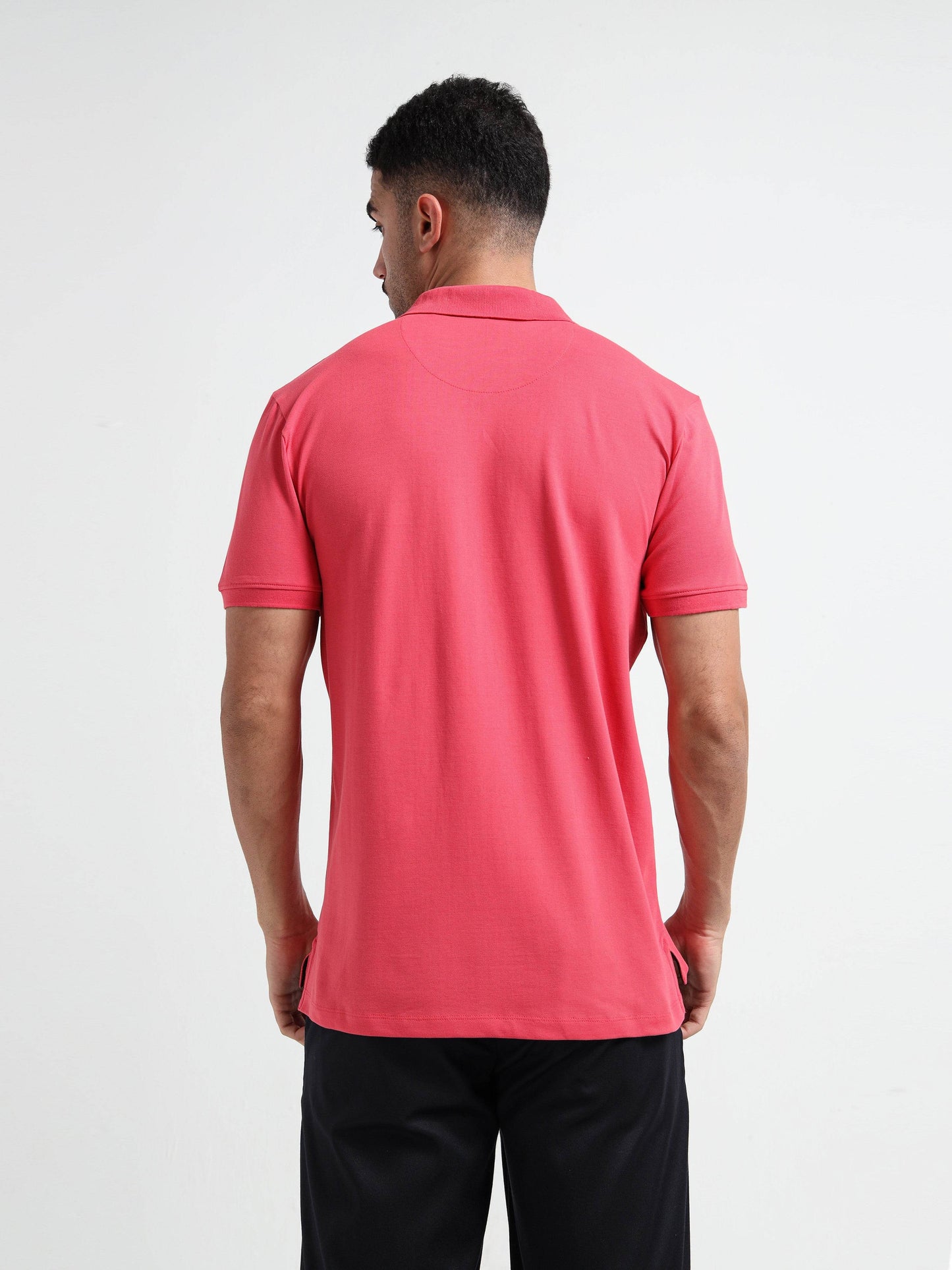 Neon Pink-Tonal Branding Zip Polo T Shirt for Men