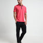 Neon Pink-Tonal Branding Zip Polo T Shirt for Men