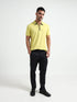 Supima Cotton Lycra  Neon Green Zip Polo Shirt for Men