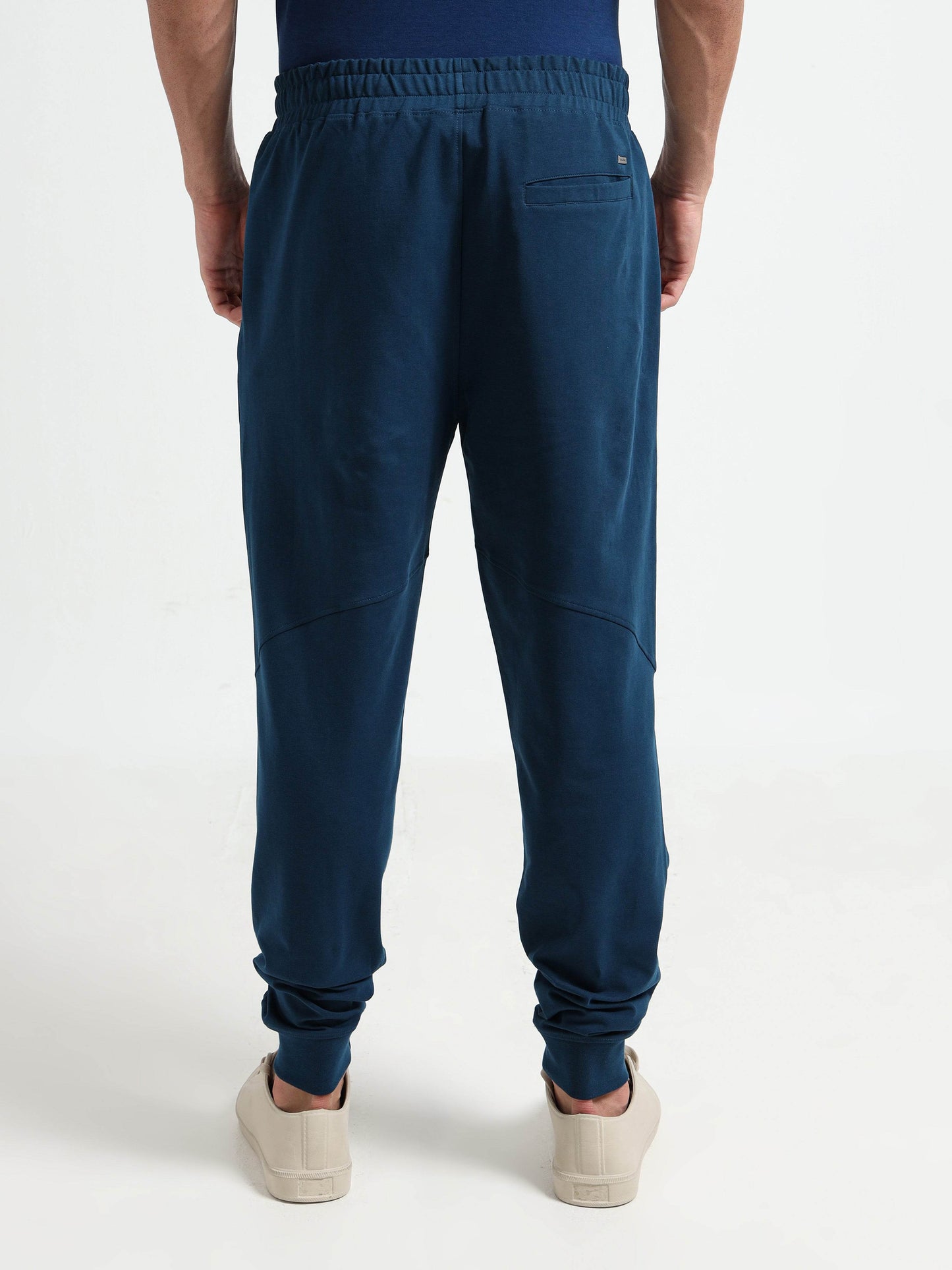 Elastane Loop Back Cut-and-Sew Teal Track Pant