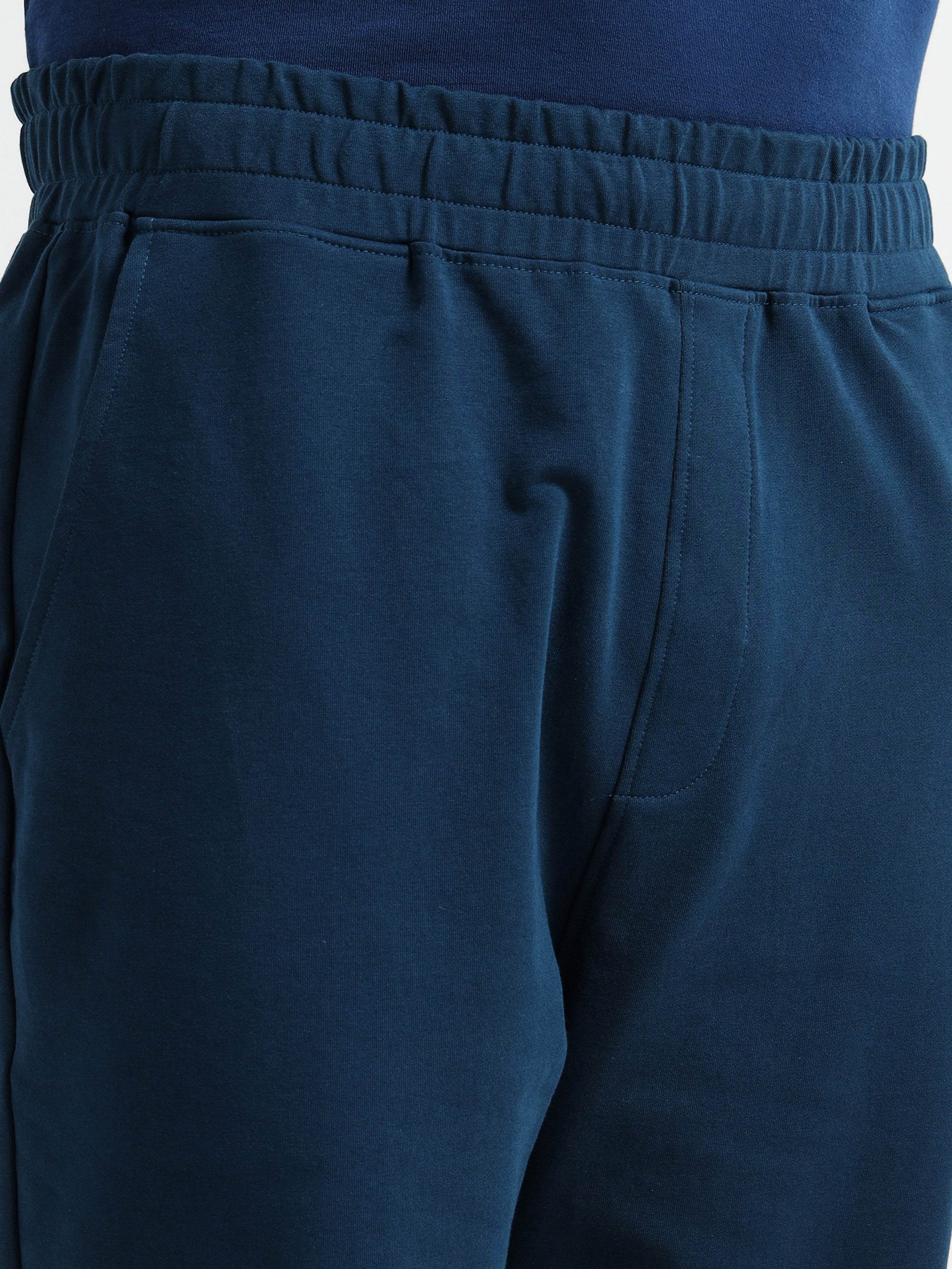 Elastane Loop Back Cut-and-Sew Teal Track Pant