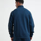 High Neck Contrast Corded Piping Teal Zipper Sweatshirt