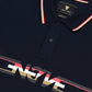 Engyne Supima Cotton Lycra Pique Polo – Signature Flag Tipped with Sticker Print Navy