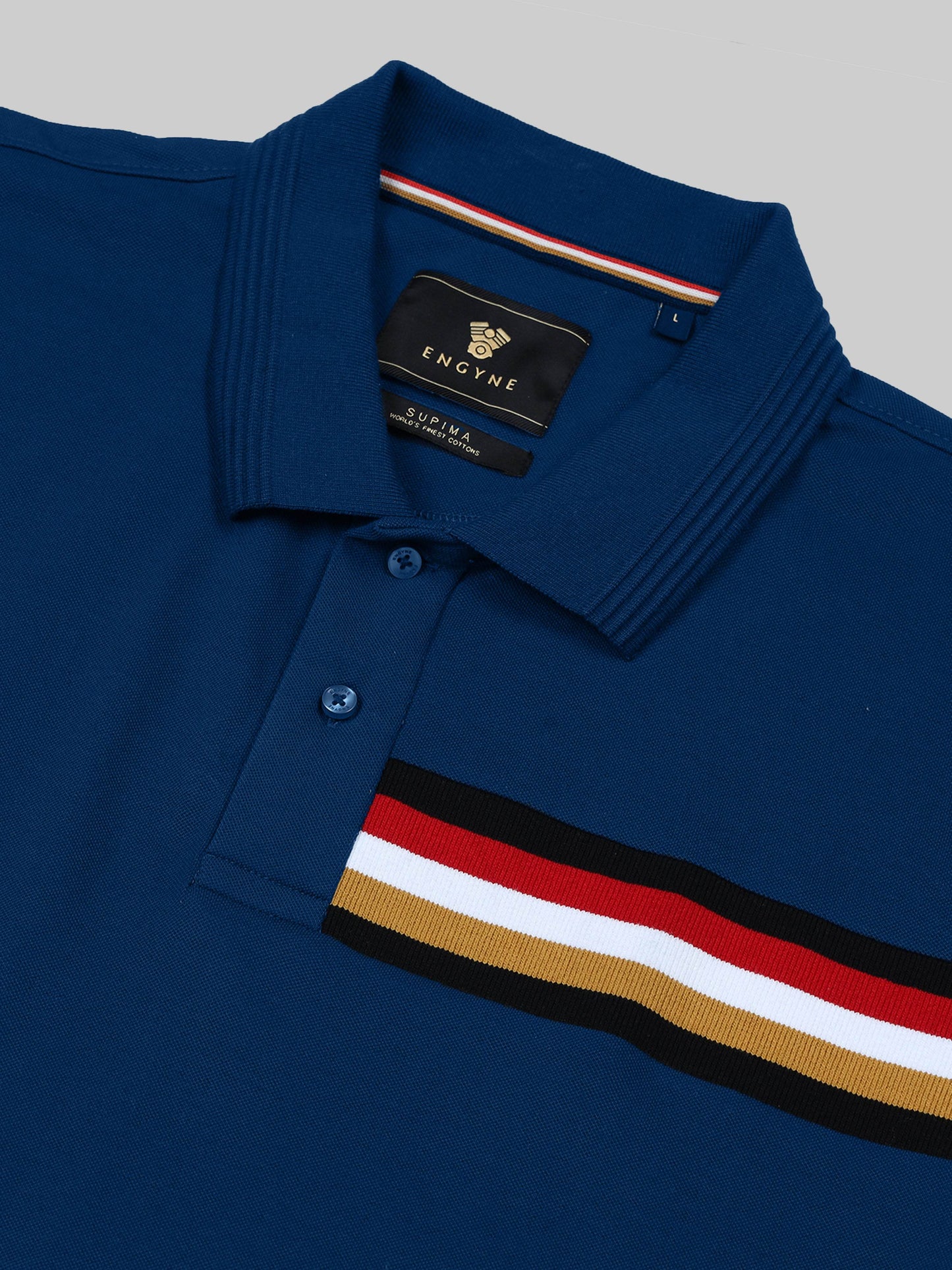 Engyne Signature Flag Cut & Sew Polo with Speed Breaker Detailing in Supima Cotton Lycra Pique Teal
