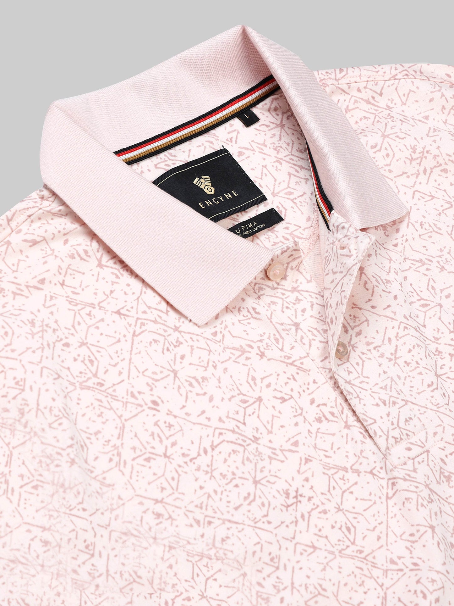 Regular-Fit Supima Cotton LuxeKnit Polo with Rotary Pigment Print and Slim DTM Collar Light Pink
