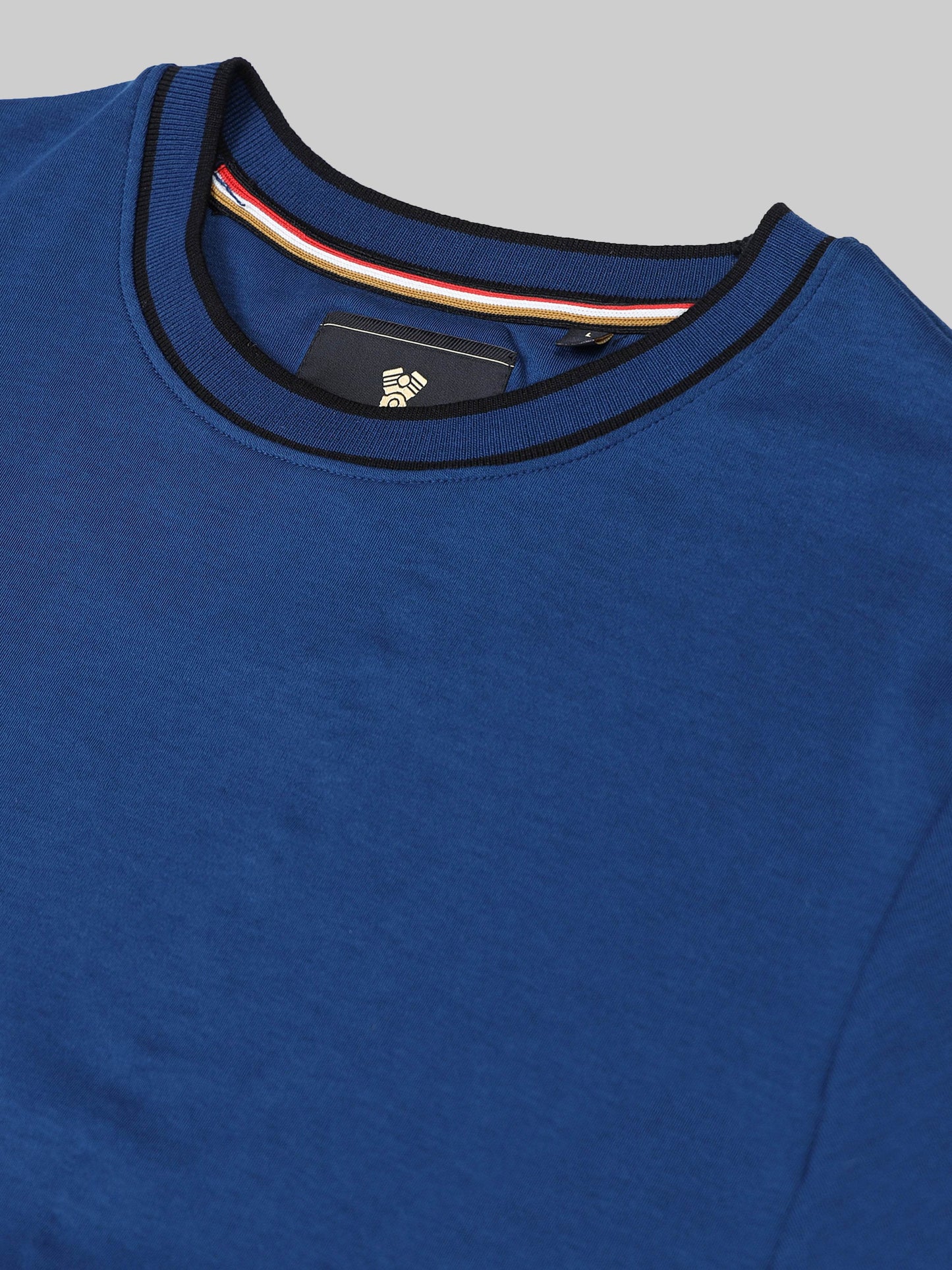 Regular-fit Engyne T-shirt in Supima Cotton Lycra Interlock with Flat-Knit Neck Rib and HD Branding Dark Blue
