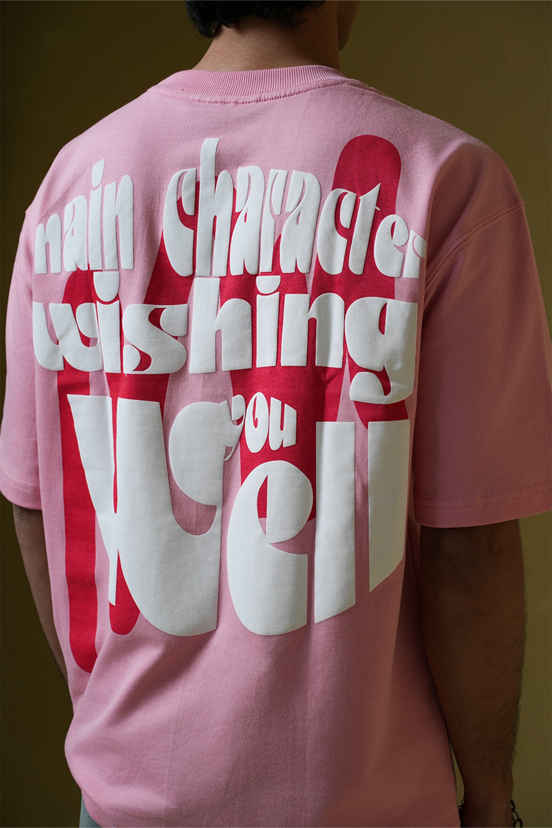 Wishing Well Printed Pink Oversized T-shirt