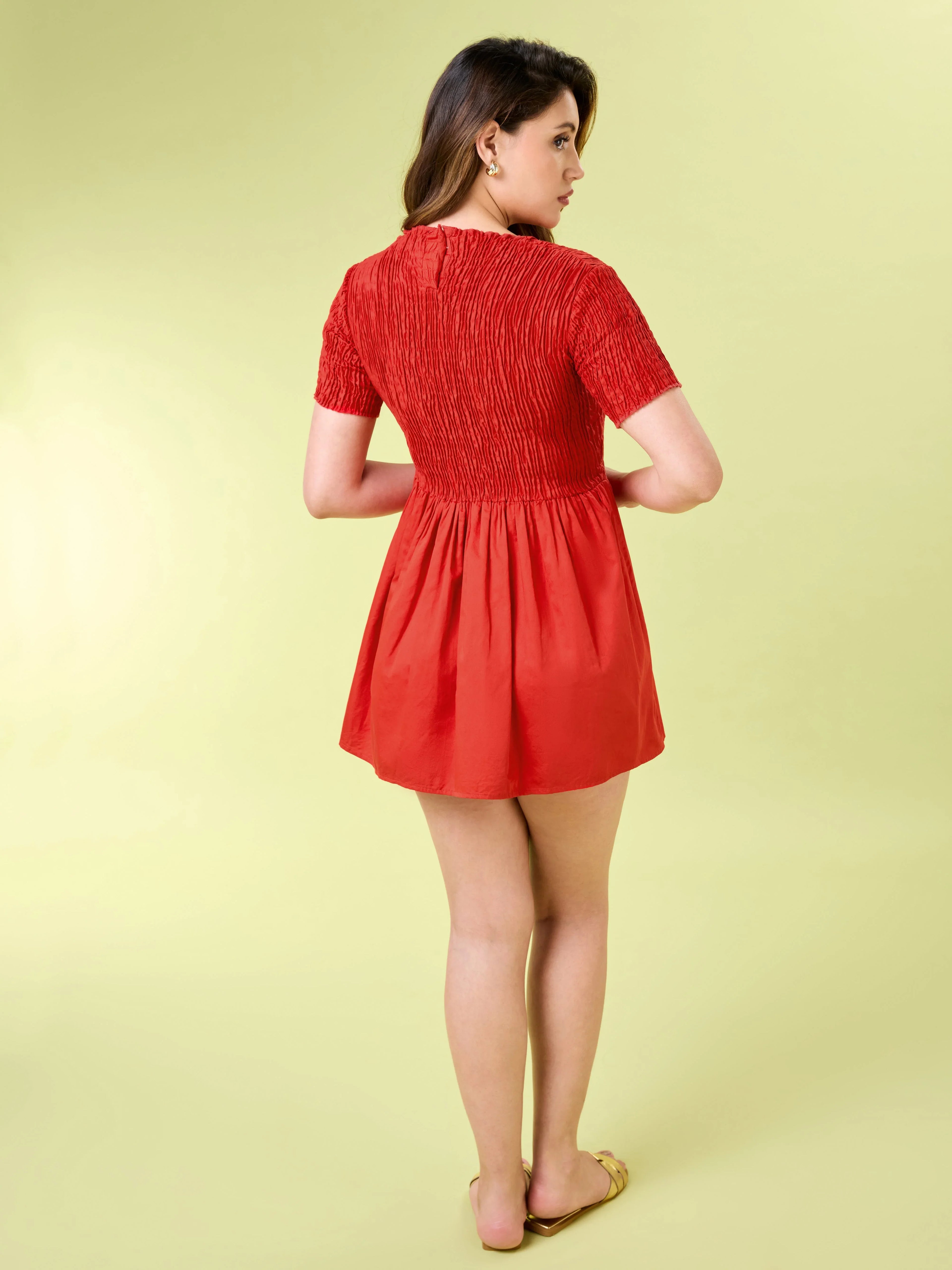 Red Theory Round Neck Mini Dress