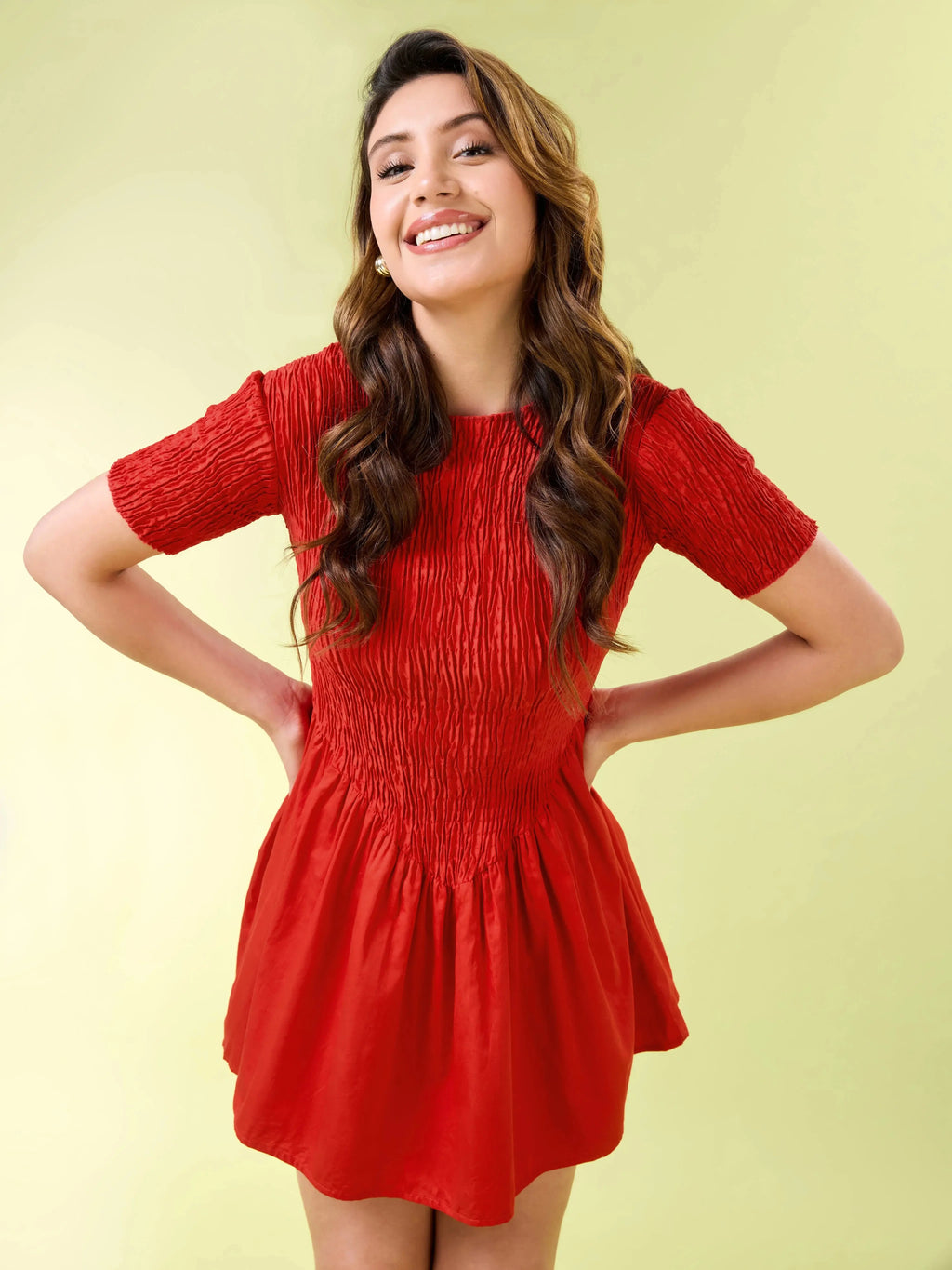 Red Theory Round Neck Mini Dress Zumee