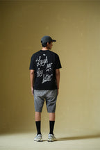 Laugh Now Printed Black Oversized T-Shirt Main Character
