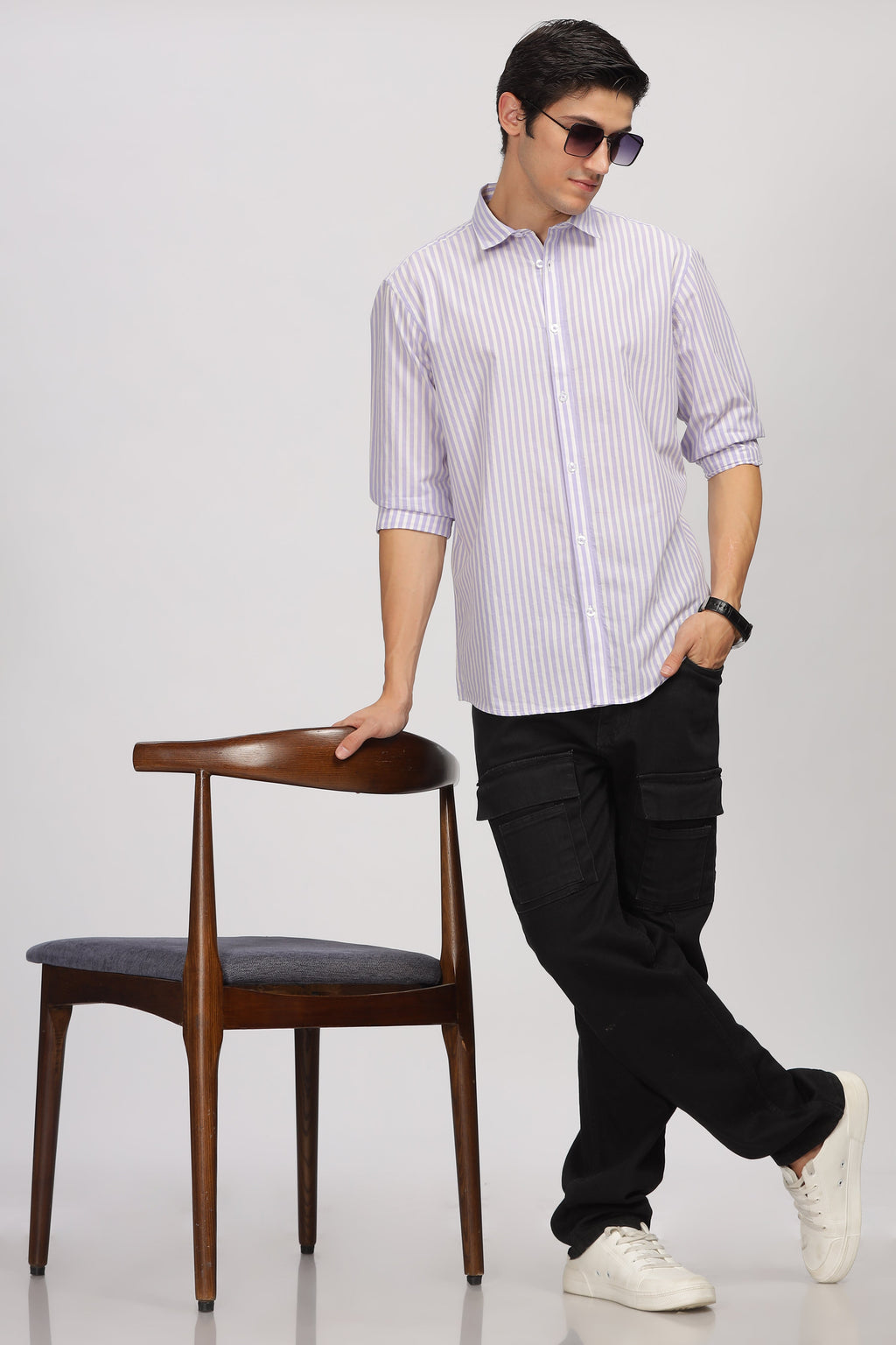 Uri Purple Stripe Full Sleeve Shirt Uri