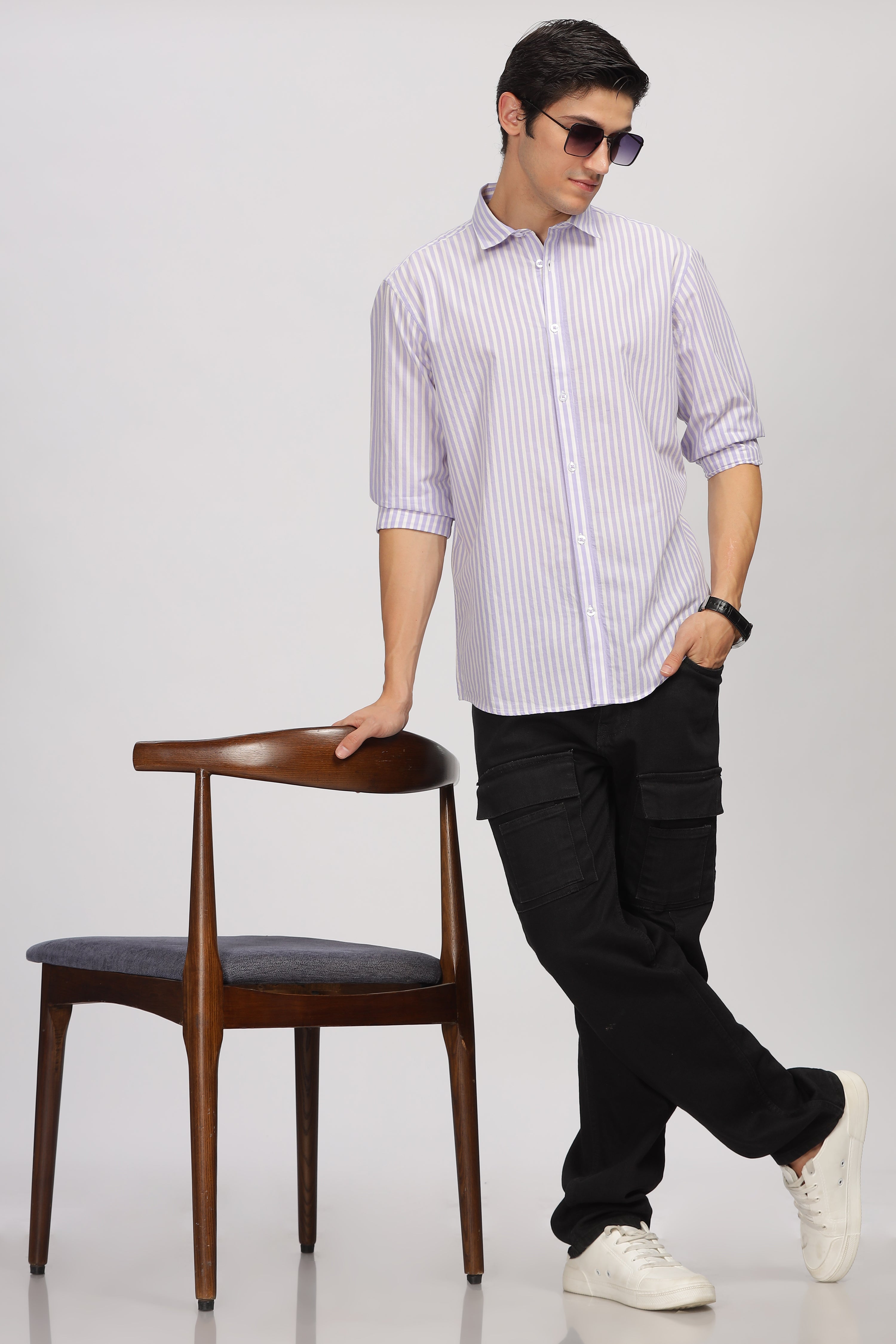 Uri Purple Stripe Full Sleeve Shirt Uri