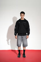 Imperial Printed Black Oversized Zipper Hoodie Main Character