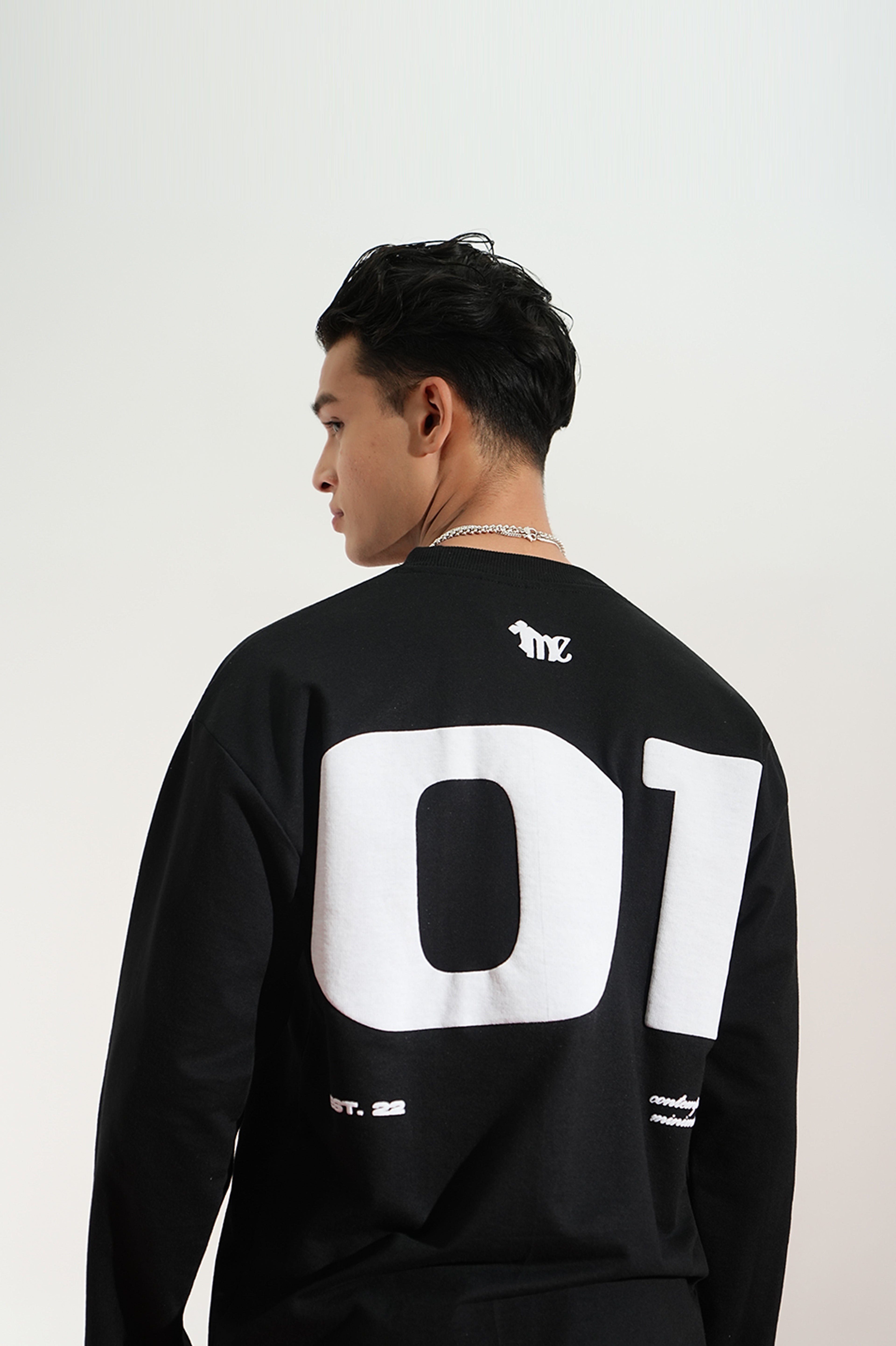 Midnight Eco Printed Oversized Black T-Shirt Main Character