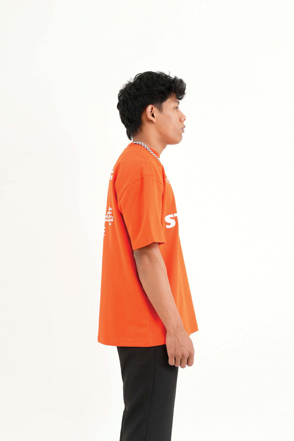 Star Boy Printed Orange Oversized T-Shirt Main Character
