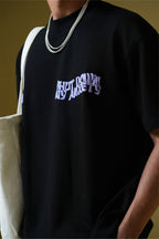 Printed Heavyweight Oversized Black T-Shirt Main Character