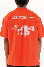 Star Boy Printed Orange Oversized T-Shirt Main Character
