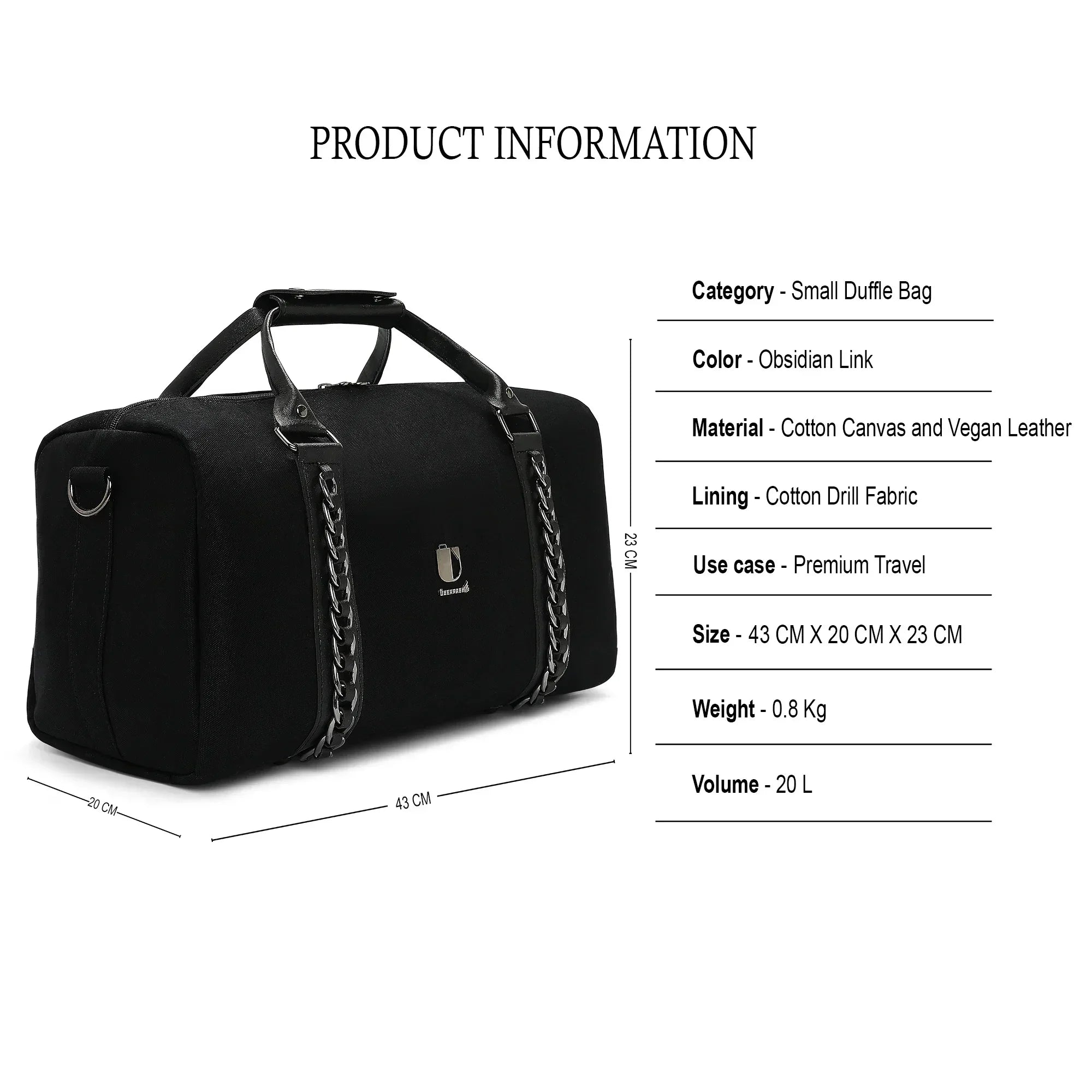 Soul Link - Obsidian Link | Small Duffle Bag / Soft Travel Companion